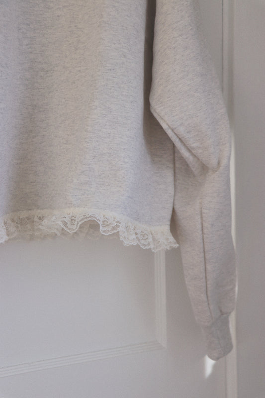 Lace Hem Crewneck